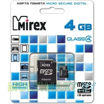 Карта памяти Mirex microSDHC Class 4 4GB (13613-ADTMSD04) картинка 2